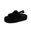 Women Fur Slippers Flats Casual Shoes 2025 Trend New Winter Open Toe Flip Flops Cozy Woman Warm Slides Slingback Zapatos