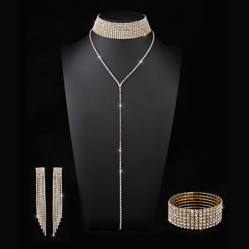 Geometric Alloy Choker Necklace With Rhinestone Embellishments For Fashion Women
