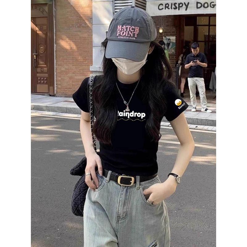 

Dark Purple Shoulder Short-Sleeved T-shirt Women s Summer 2025 European Goods Best Selling Small Shirt Fancy Slim-Fit Crop-Top Black S [Suggested 40.00 kg-47.50 kg]]