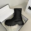 Black Retro British Style Thick Heel Thick-soled Martin Boots Women's 2025 New Autumn and Winter Heightening Short Thin Boots