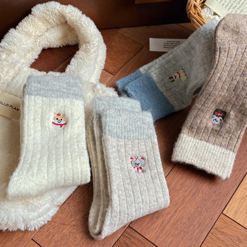 Cute Warm Wool Socks Winter Socks Winter Socks Medium Tube Socks Cartoon Socks Thickened