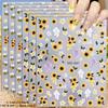 3 To 15 Sheets 5D Sunflower Daisy Nail Stickers Bee Ladybug Flower Decals Self Adhesive Spring Nail Art