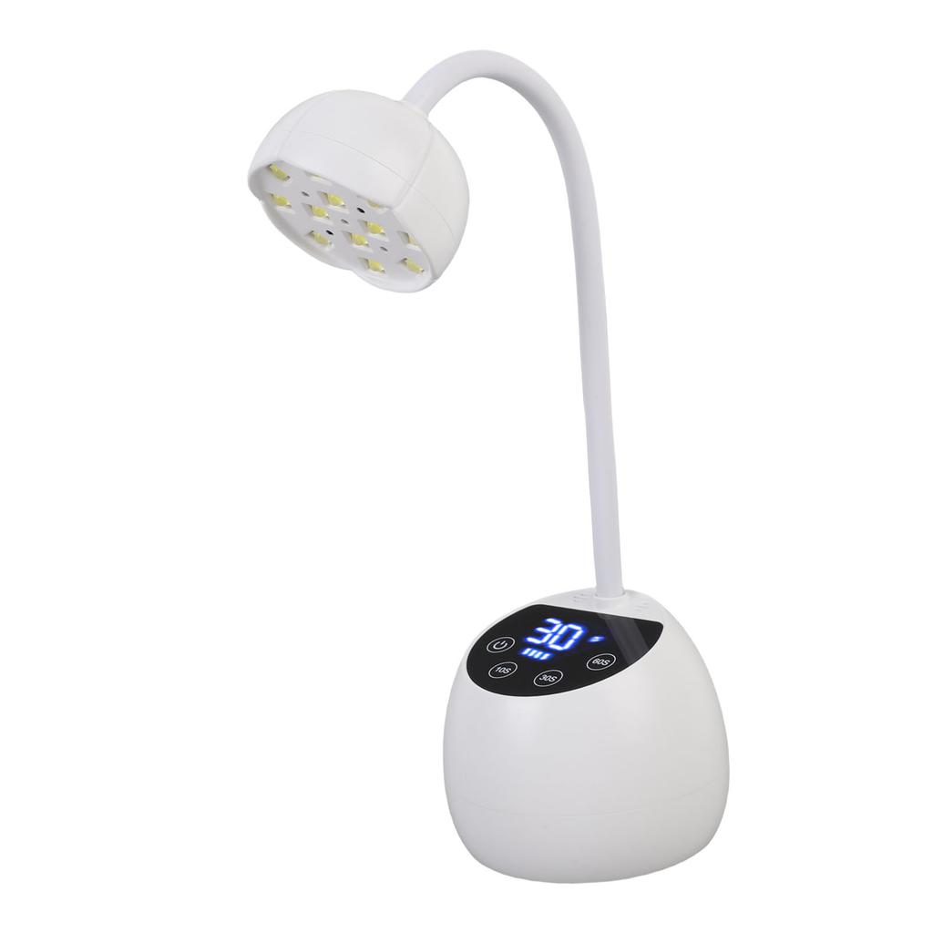 Gooseneck Nail Lamp Rechargeable Infrared Sensor LCD Screen LED Nail Light Dryer with 12 Light Chips for Home Use