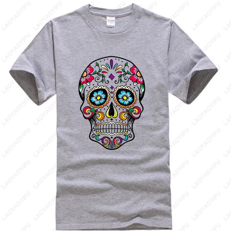 Mens Cotton Street Style TShirt Gothic Skull Graphic Print Summer 2025 Casual Tee Breathable Streetwear Classic Style Tee