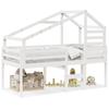 High Bed with Roof White 90 x 200 cm Solid Pine Wood