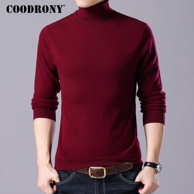 Brand Men Casual Turtleneck Pull Homme Autumn Winter Merino Wool Sweater Warm Cashmere Pullover Sweater Men 