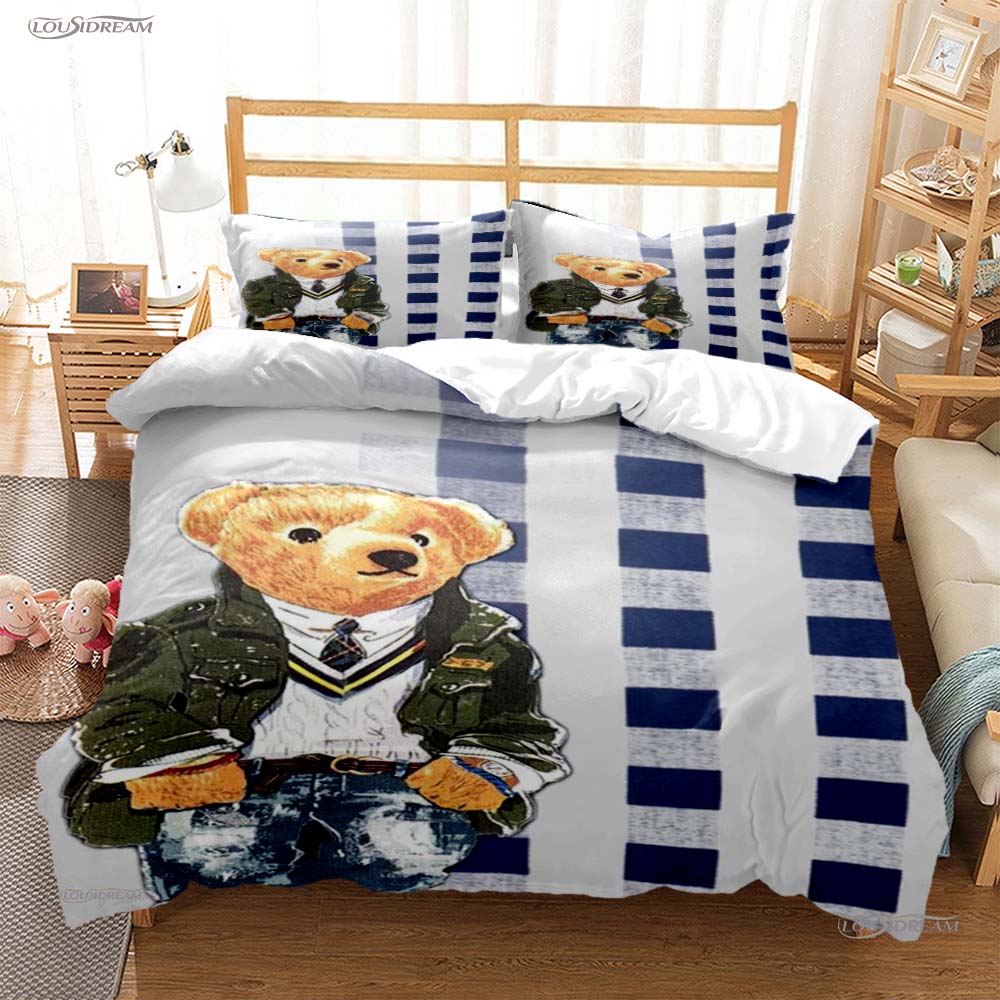 Fashion Bear Casal All Season Duvet Cover Comforter Bedding Set Soft Quilt Cover and Pillowcases Teens Single/Double/Queen/King
