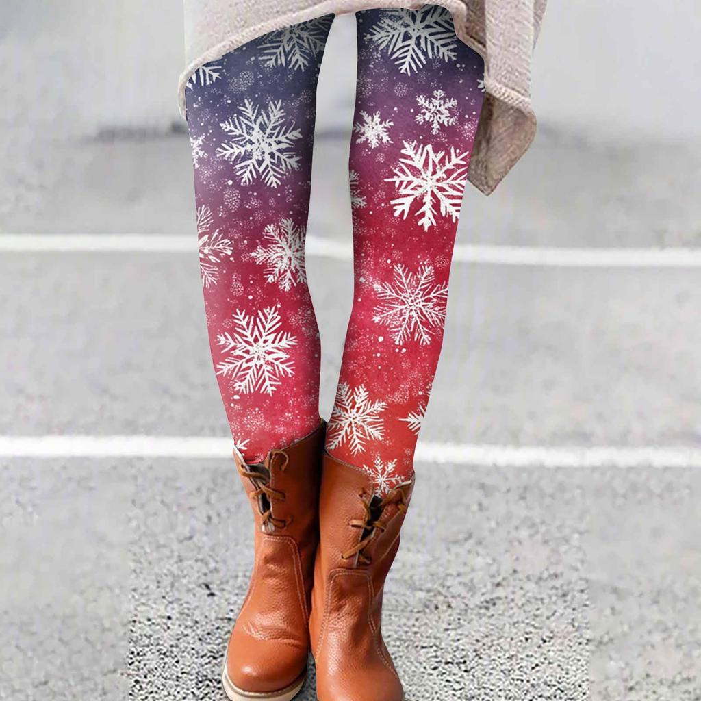 Spodnie damskie z nadrukiem świątecznym, elastyczne, miękkie, codzienne, domowe, do spania