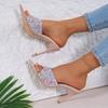 Fashion Temperament Slippers Women Summer New Pointed Toe Open Toe Rhinestone Outside Wear Slip Anti-Slip Wear-Resistant Stiletto