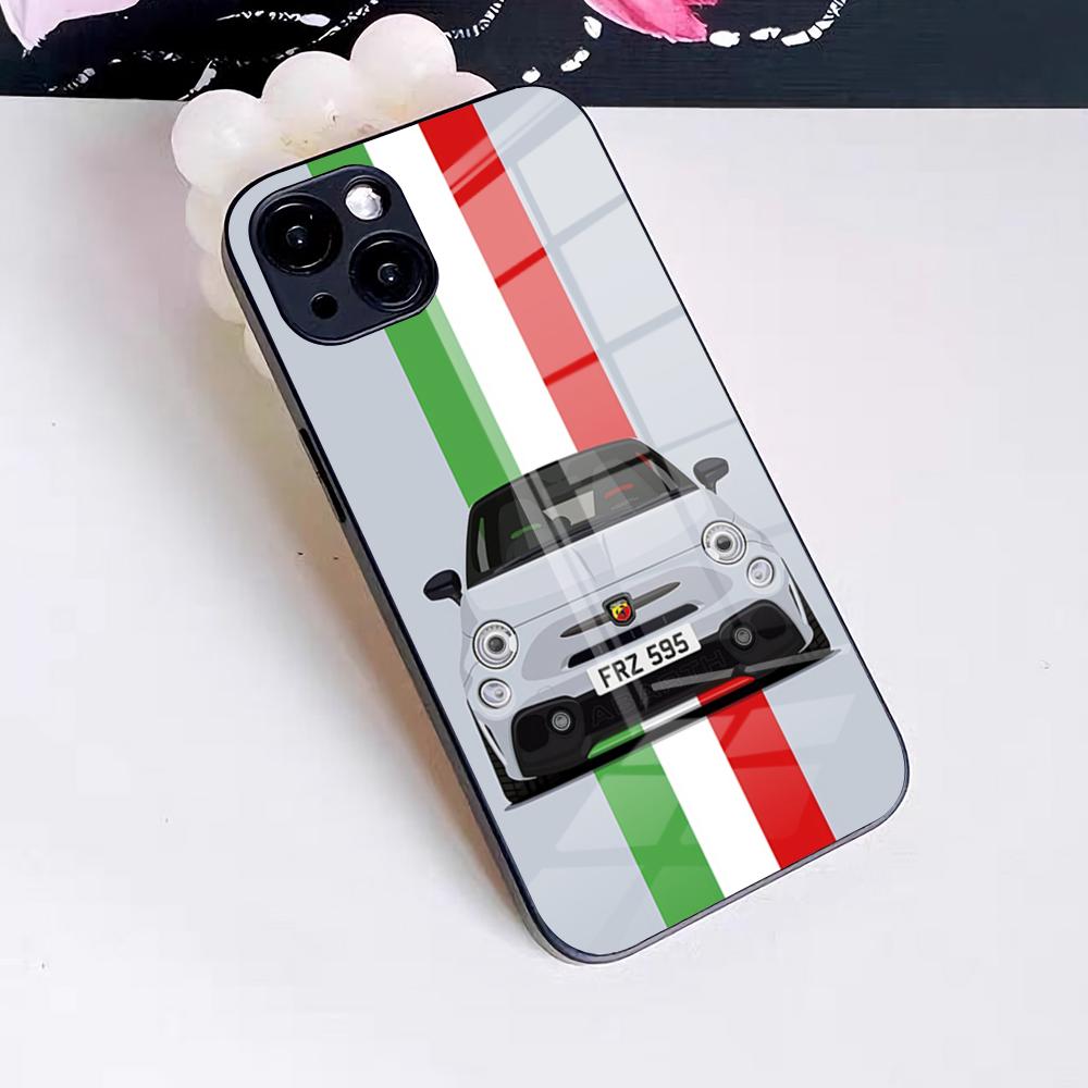 

A-abarth Car Phone Case For IPhone 17 Pro Max 16 15 14 Pro Max 13 11 X Xs Xr 8 7Plus Glass Cover iPhone 14 Plus