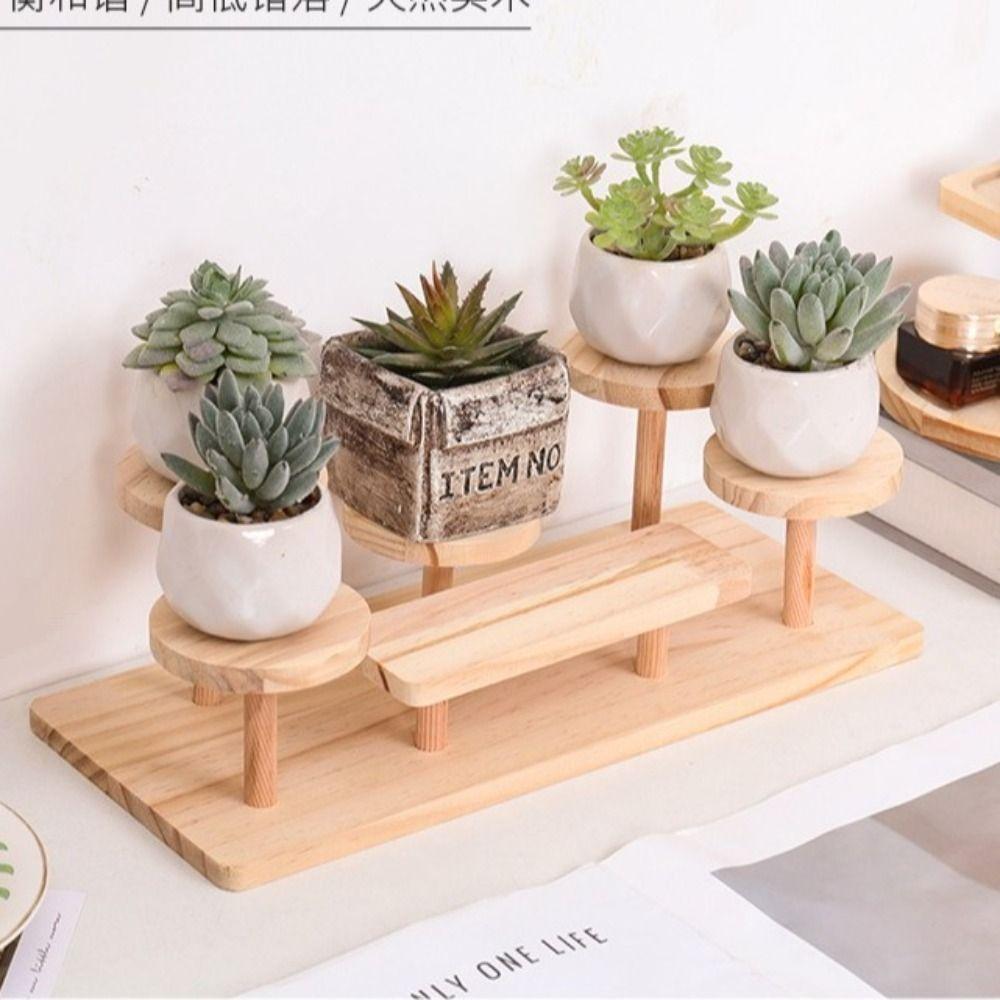 Stacked Design Display Stand Organizer Wooden Plant Stand  Jewellery Display