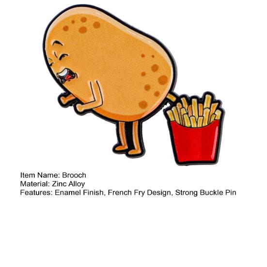 Brooch Pin, Potato French Fries Design Brooch, Thickened Zinc Alloy Badge, Enamel Paint Stable Buckle Pins for Backpacks And Hoods