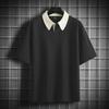 Polo Taglia Forte M-8XL da Uomo a Maniche Corte Top con Colletto T-shirt a Maniche Corte con Cuciture a Colore Solido