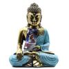 Buddha Statue Teal And Gold Resin Varada Mudra