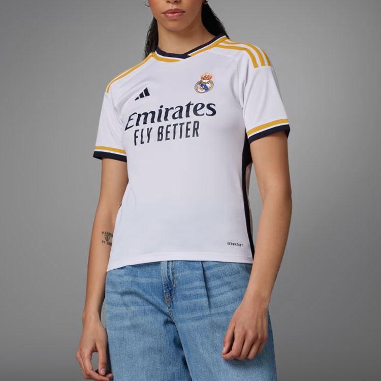 Adidas Letter Stripe Printed Short Sleeve Soccer Jersey Women jersey White IB0016