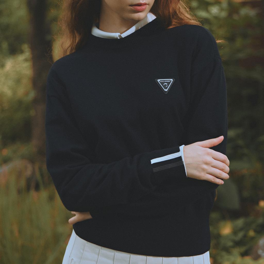 CHALLENGER Women'S Viscose Symbol Embroidered Knit Pullover Black