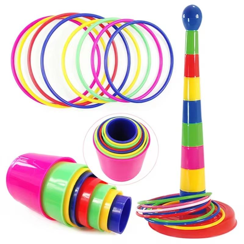 Kids Outdoor Fun & Plaything Sports Circle Ferrule Stacked Layers Game Parent-Child Interactive Ferrule Throwing Game Kids