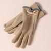 Warm Gloves for Women In Autumn and Winter Outdoor Riding Cold Proof Thickened Plush Velvet Cute Bow Develvet Touch Screen Gloves