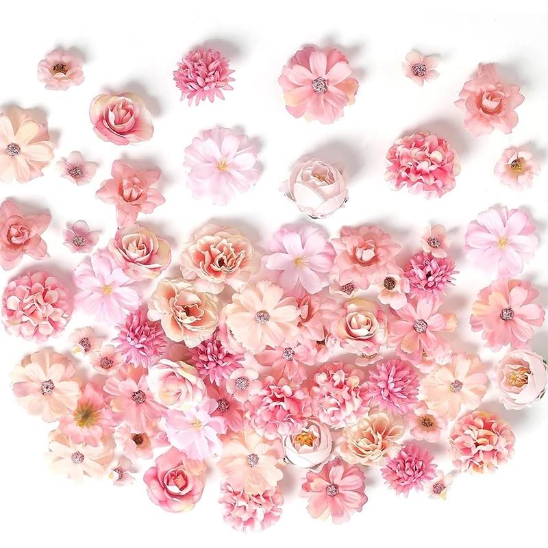 20Pcs 4cm Rose Artificial Flowers Heads Silk Fake Flower for Wedding Decoration Wreath Party Home Decor DIY Craft Gifts Ornament