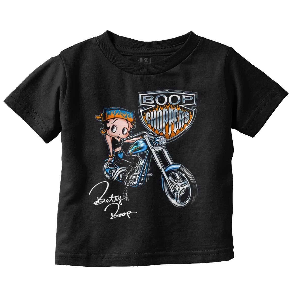 Biker Betty Boop Choppers Vintage Cartoon Toddler Girl Youth T Shirt For Kids M