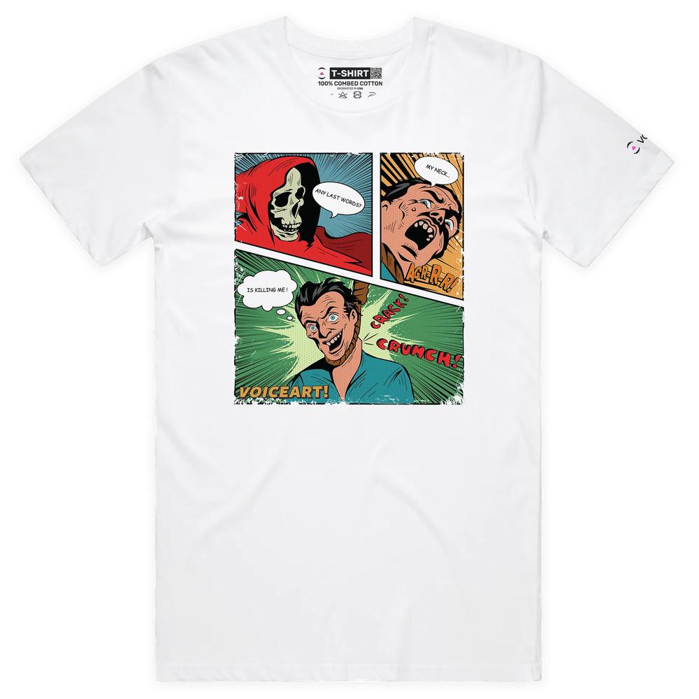 VOICEART Смерть через повешение Ретро Комикс Стиль Забавная Футболка с Премиум Графикой 3XL
