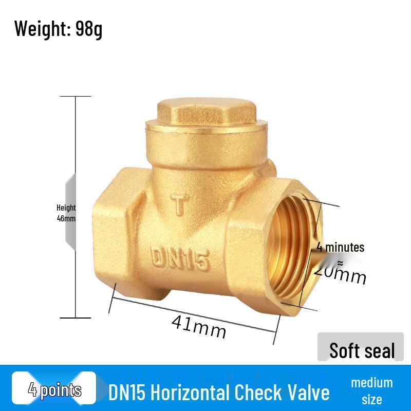 Durable Brass Horizontal Check Valve - Anti-Backflow, Fully Automatic, 6 Points for Tanks and Pipes