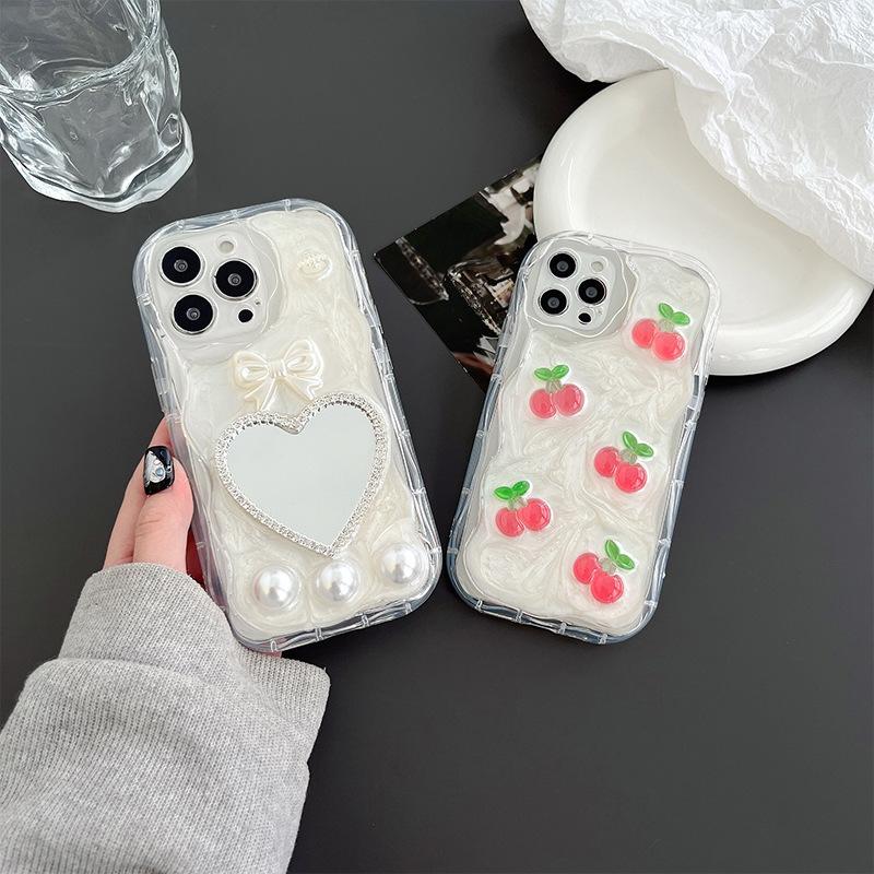 Bow Love Mirror Phone Case for IPhone 17 Promax Cherry Ins Wind for Apple 16 Soft Silicone