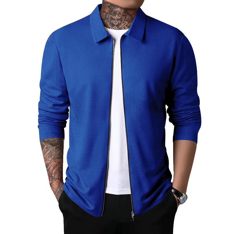 Men’s Slim Fit Waffle Knit Zip Cardigan Jacket