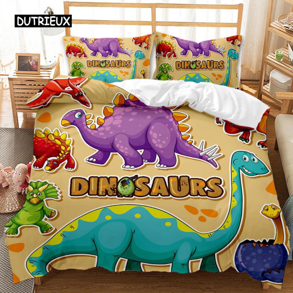 Dinosaur Bedspread Cover Sets Kids' Bed Cover Kit Full Playing Basketball Tyrannosaurus Animal Double Size Queen Dimension King Size Long-lasting