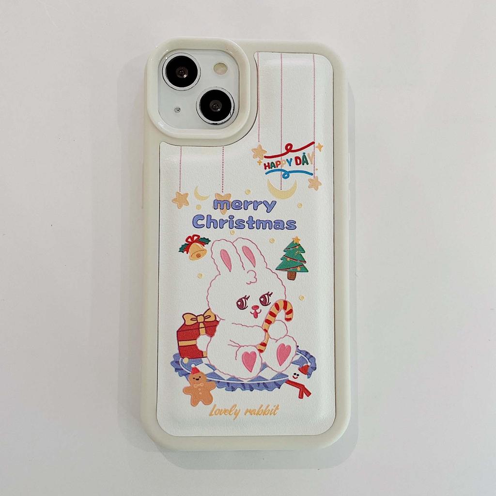 Rabbit Christmas Day Gift Cartoon Happy Cute Bunny Phone Case For Iphone 11 12 13 Promax 14 Pro Max Plus Xsmax Xr X Back Cover