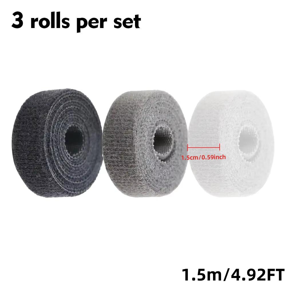 Nylon Hook Loop Cable Straps Reusable Fastening Tape Cable Ties Cord Organizer Double-Sided Hook and Loop Self-adhesive Tape