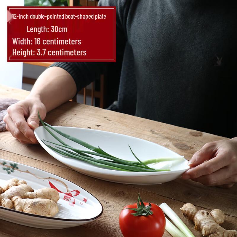 Commercial Ceramic Deep Boat-Shaped Fish Plate