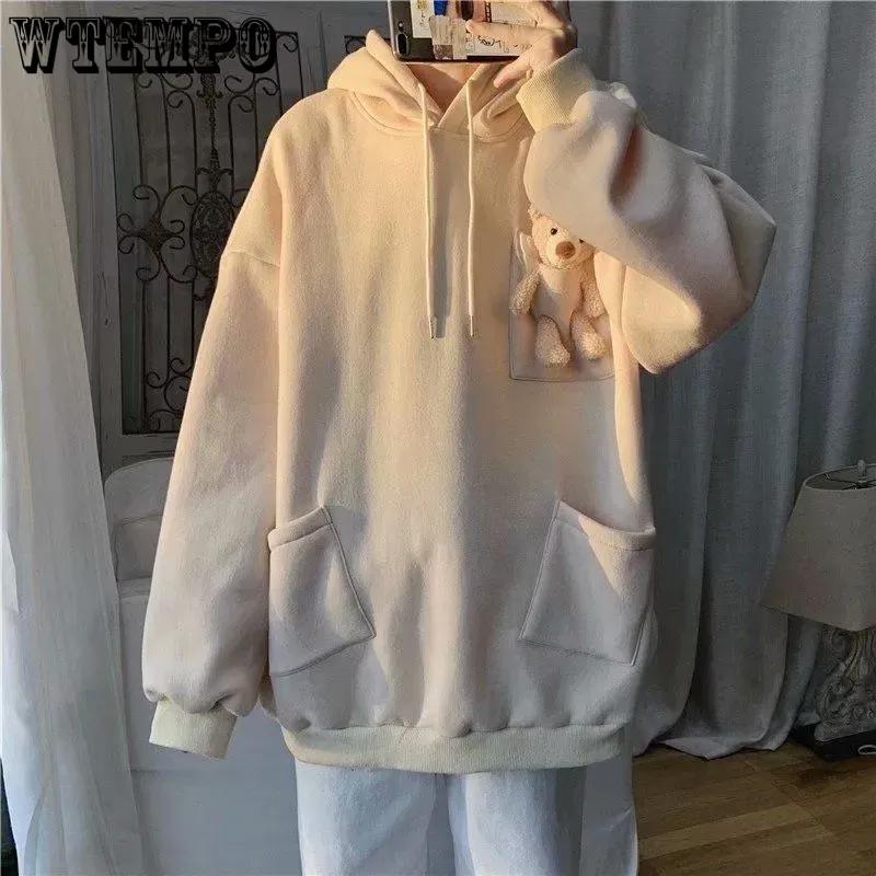 Autumn Design Top Coat Sweatshirts Loose Personality Hooded Send Cute Bear Sweater Men