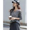 Demana Women's Lamb Wool Blend Round Neck Melange Knit Sweater