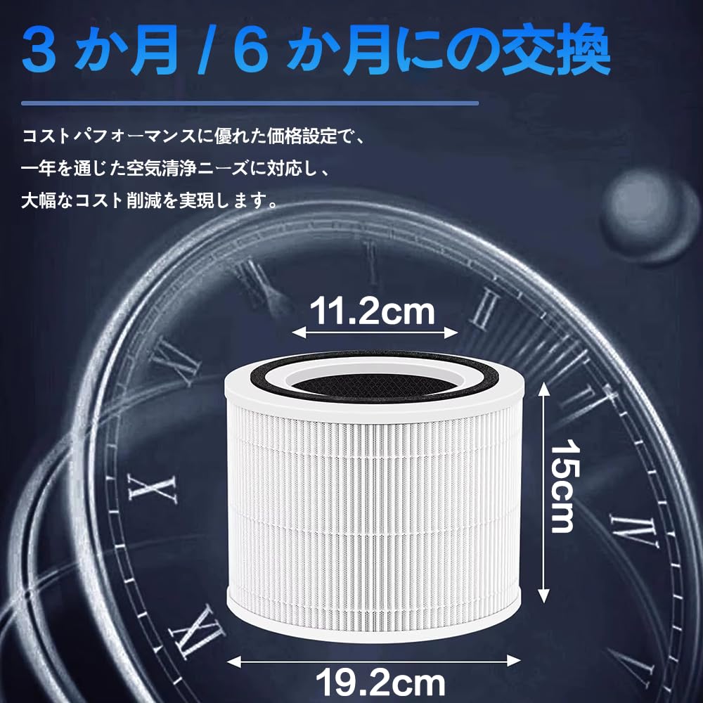 2pcs Core 300 Replacement Filters for LEVOIT Core Core Core VortexAir Air Purifier Core HEPA Activated Carbon 300, Core300-P, 300S, 300-P, 300-RF,