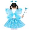 4Pcs/Set Fairy Princess Costume Butterfly Wings Headband Princess Party Costume Puff Skirt Fairy Wand Butterfly Wing Set