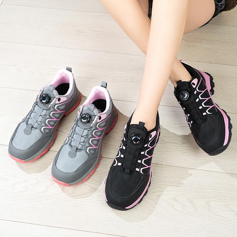 Women's Breathable Steel Toe Safety Shoes - Anti-Smash, Anti-Puncture, Anti-Odor with Rotating Button.