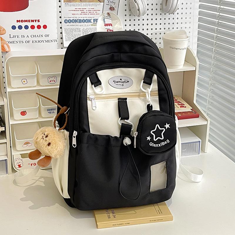Schoolbag Korean Sweet School Bag for Girls Junior High School Students Simple Versatile Large Capacity Backpack for High School Students Female 