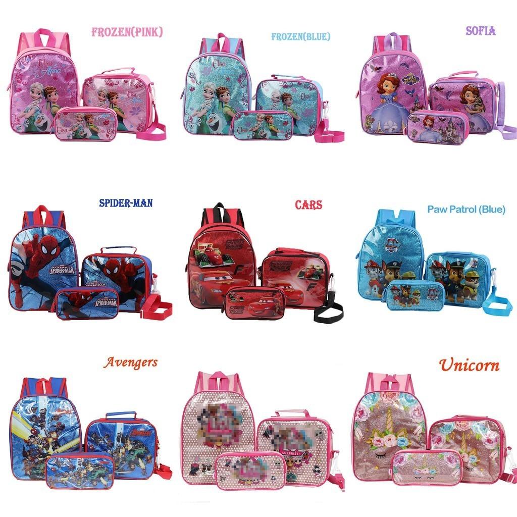 Frozen Spider-man Cartoon Kindergarten School Bag Set For Children