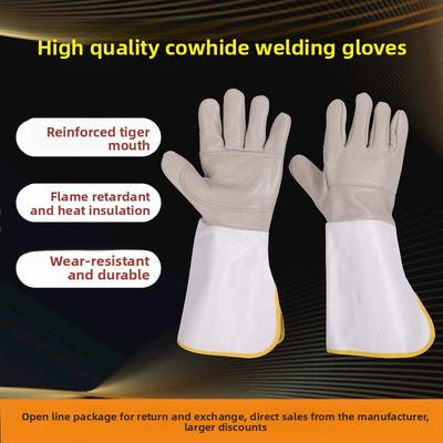 Welder Gloves Cowhide High Temperature Resistant Oven Mitts Fireproof Welding Leather Gloves