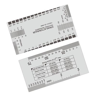 Edelstahl-Gitarrensaiten-Aktionslineal, Saiten-Pitch-Lineal, Gitarren-Messlehren-Werkzeug, 89 x 51 mm