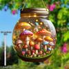 1pcs Oasis Mushroom World Sun Catcher Round Mason Jar Living Room Bedroom Porch Hanging, Acrylic Sign, Four Seasons Decoration