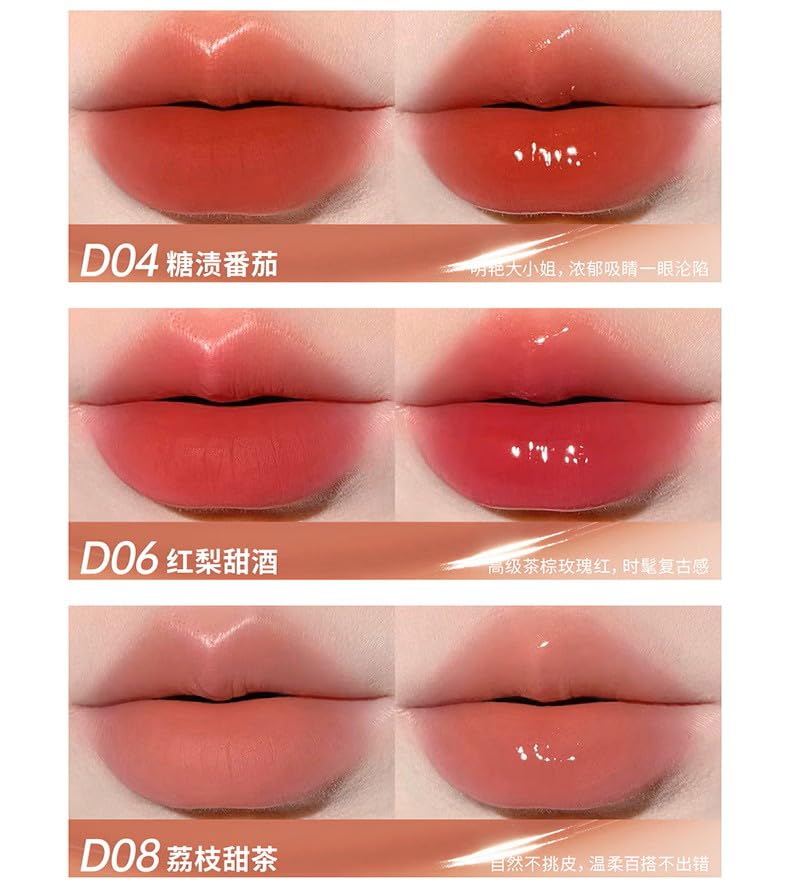 Mooekiss Double Head Lip Gloss Lip Glaze - Sheer, Highly Pigmented, Long-Lasting, Moisturizing Lipstick - Hydrating, Smudge-Proof, Easy To Carry -
