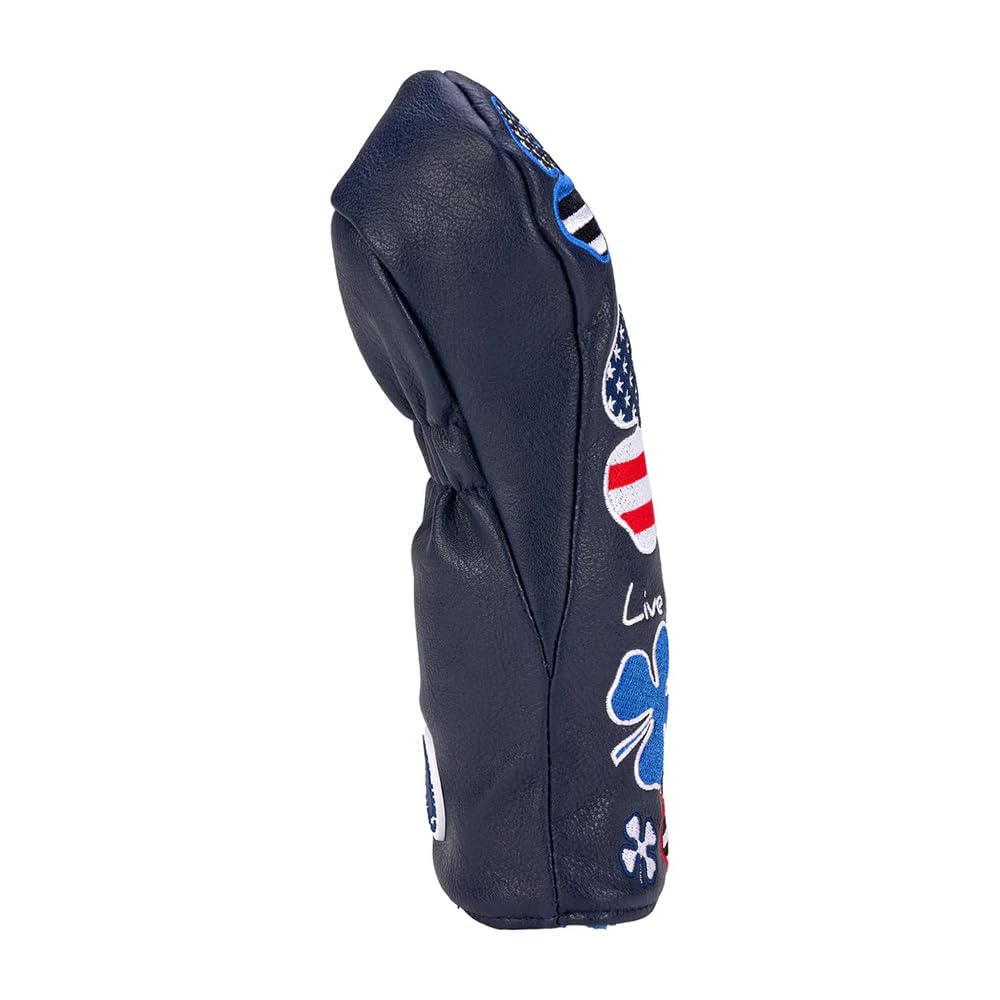 Black Clover Golf Headcover for Utility Clubs, Flag Day Navy, UT Cover, FLAG DAY NAVY HYBRID COVER, BLACK/NAVY/RED, BCJS5AF006UT