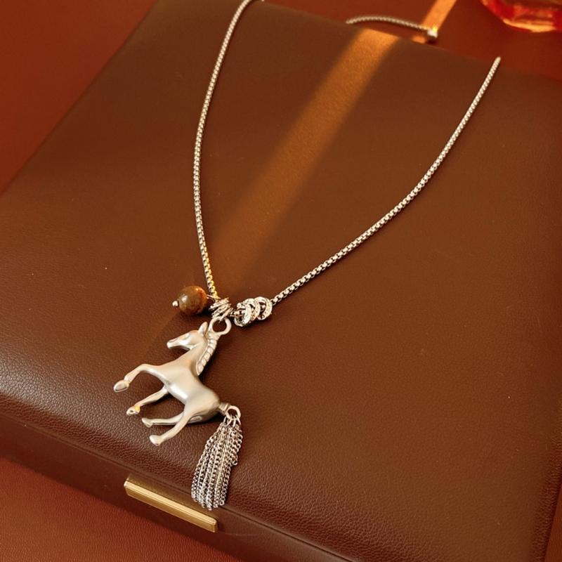 Horse Zodiacs Themed Gift Necklace Featuring Horse Pendant Vintage Metal Finish Ideal for Birth Year Celebrations