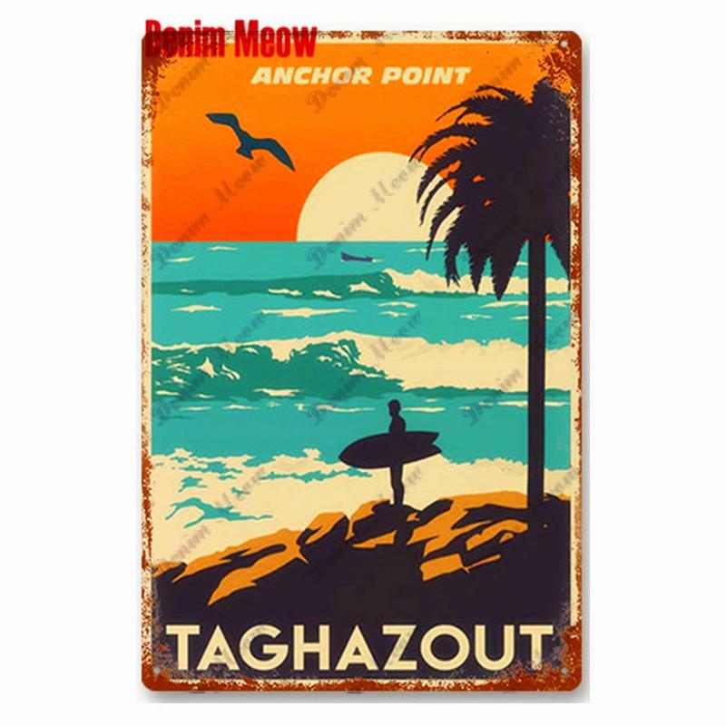 Vintage Beach Time Metal Sign Summer Party Place Plates Relax Surfing Metal Wall Sign Pub Shed Sign Happy Place Decor WY