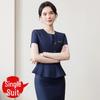 Women's Professional Ruffled Suit Set - Short-Sleeved, Cinched Waist for Hotel Reception Businesswear