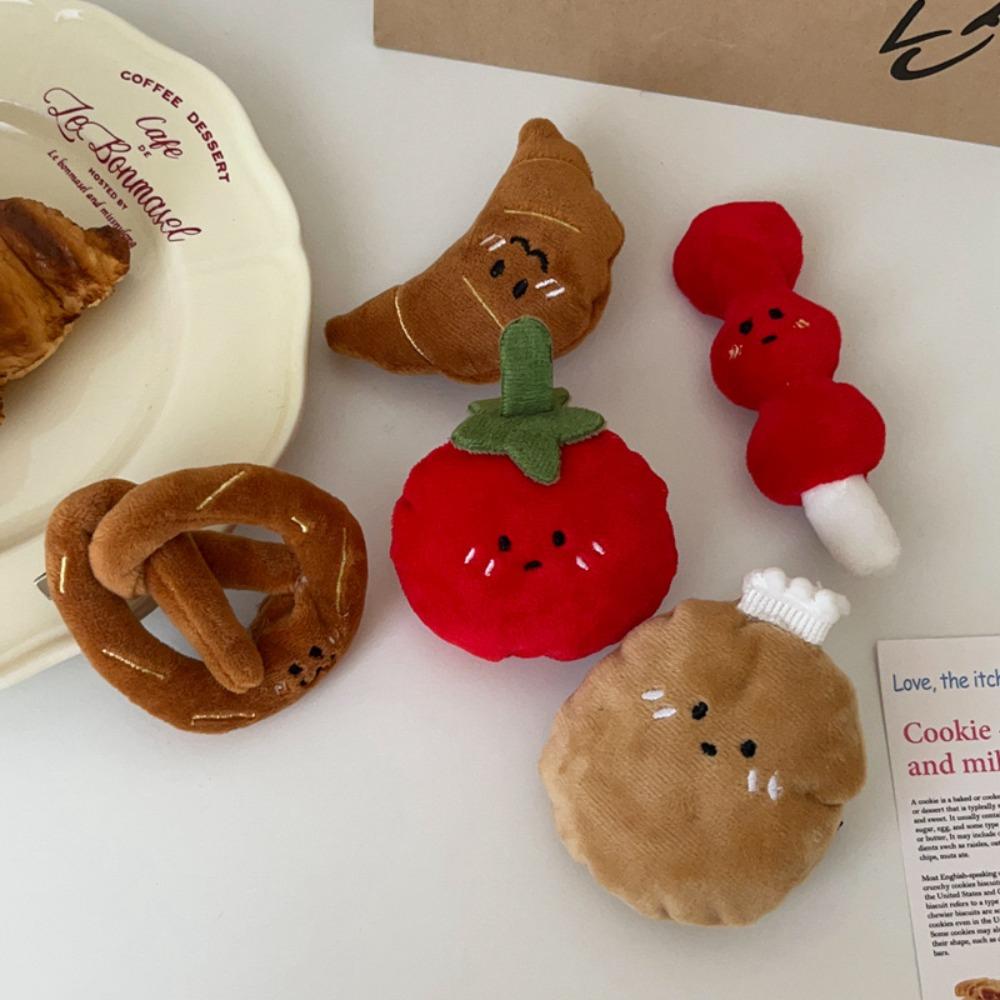 Pretzel Croissant Hair Clip Simulation Food Back Clip Funny Tomato Duckbill Clip Decoration
