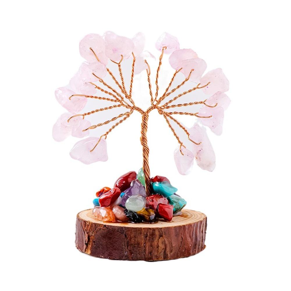Copper Wire Crystal Wishing Tree Positive Energy Fortune Tree Figurine Mini Crystal Trees  Desk