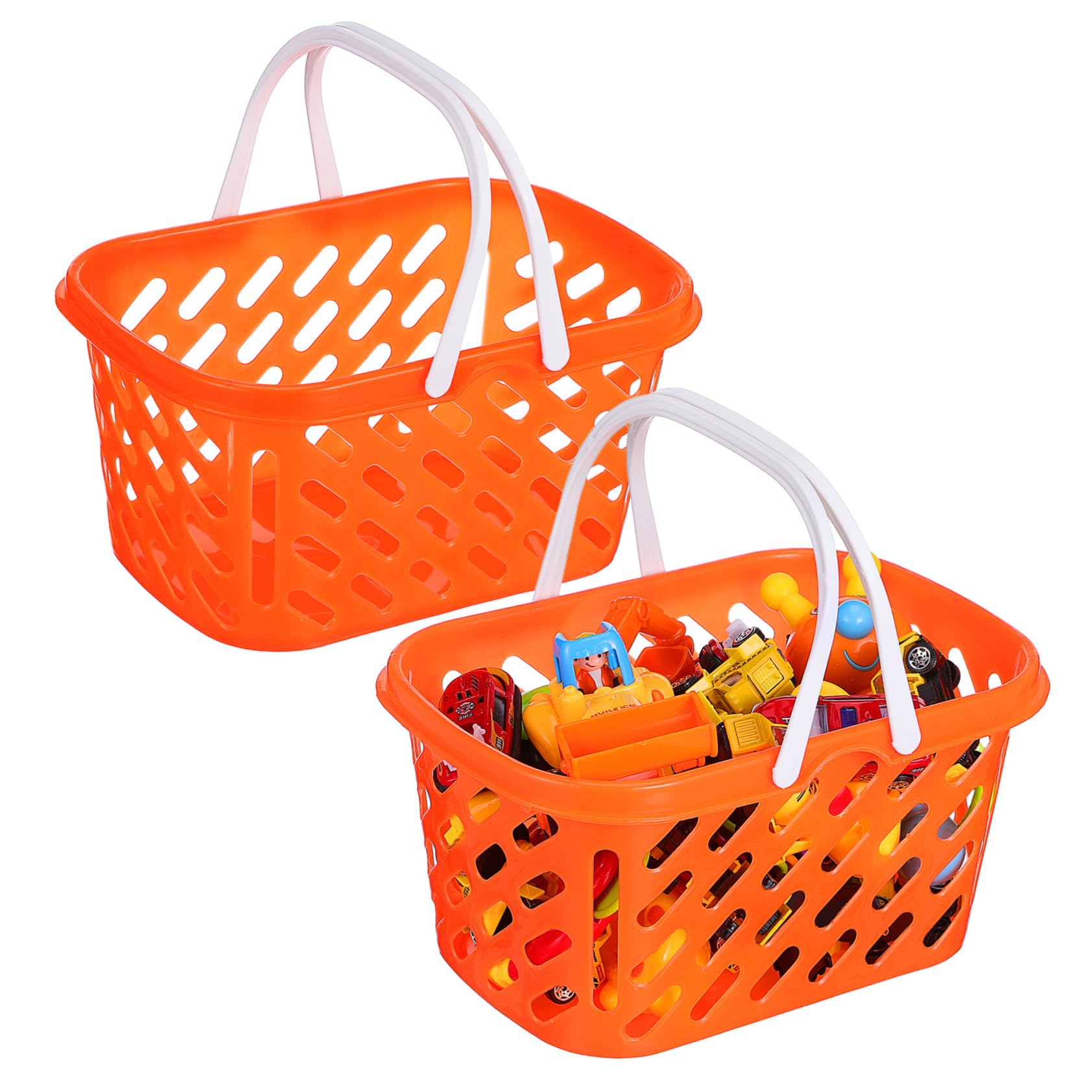 OUNONA 2-Pack Kids Shopping Baskets Toy Storage Baskets ABS Material with Handles Grocery Baskets Storage Boxes for Bathrooms and Kids Rooms 6540₽